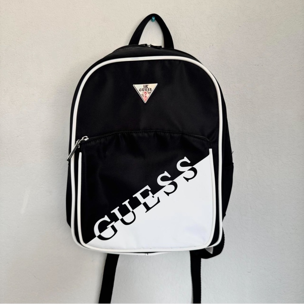 Guess black and white backpack